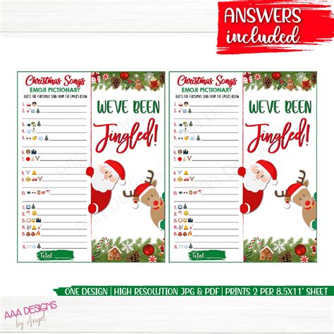 Christmas Emoji Game Printable Christmas Games Emoji Etsy