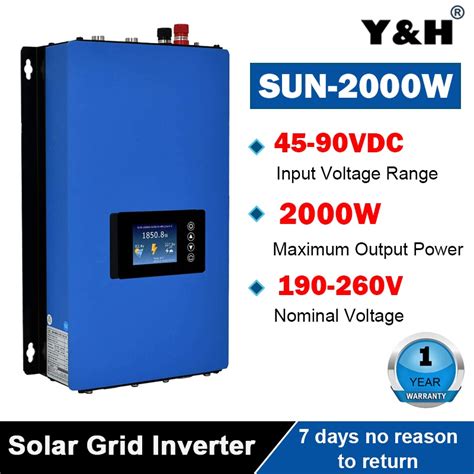 Yandh 2000w Grid Tie Inverter With Limiter Sensor Mppt Stackable Dc45 90v Solar Input Ac190v 260v