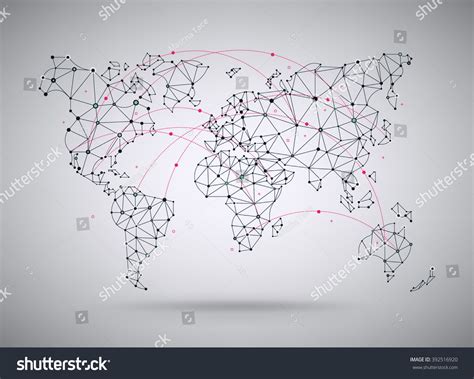 Vector Wireframe Mesh Polygonal World Map Stock Vector Royalty Free