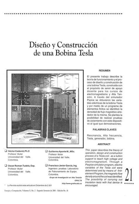 Pdf Diseno Y Construccion De Una Bobina Tesla Dokumen Tips