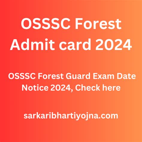 Osssc Forest Admit Card Osssc Forest Guard Exam Date Notice