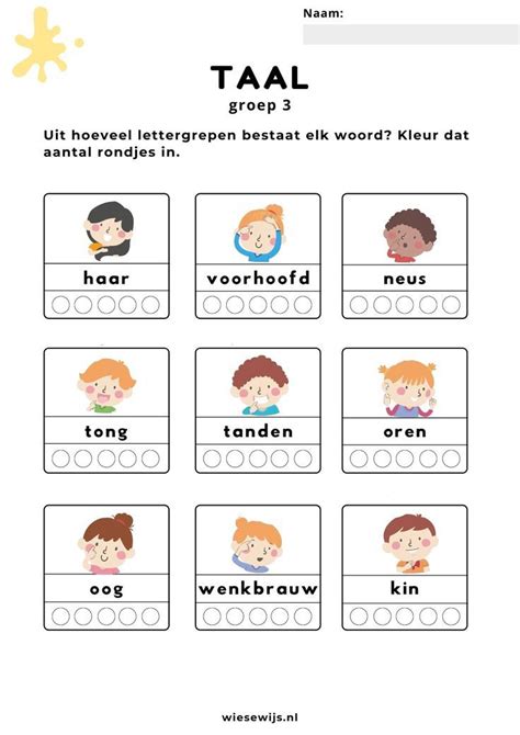 Werkblad Taal Groep Lettergrepen Thema Het Lichaam Het Lichaam