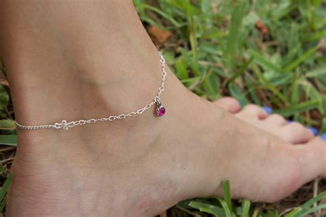 Silver Plated Gem Anklet