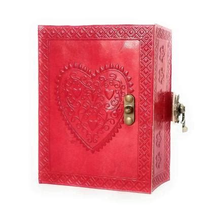 Swastik Leather Journal And Bags Heart Design Embossed Red Color