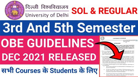 DU SOl OBE GUIDELINES RELEASED 2021 Du Sol 3rd 5th Semester OBE