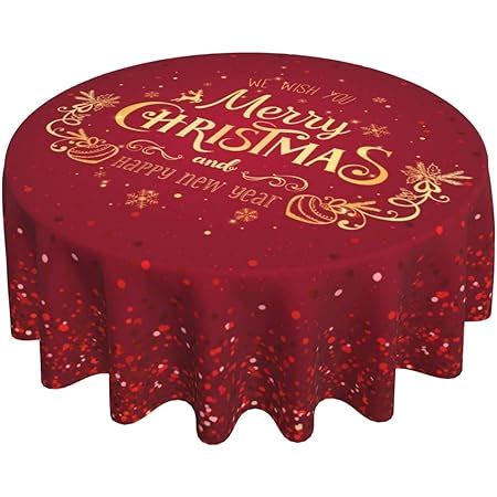 Amazon.com: LUSHVIDA Christmas Tablecloth Round - 60 inch Snowflake Foil Print Pattern Washable ...