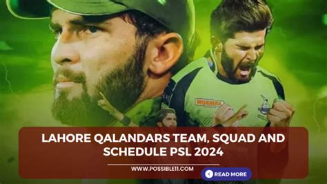 Lahore Qalandars Team Squad And Schedule PSL 2024