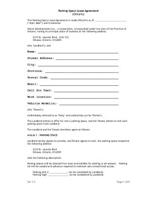 Fillable Online Parking Space Lease Agreement Template Sample Form