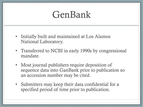 PPT - Bioinformatics Overview, NCBI & GenBank PowerPoint Presentation ...