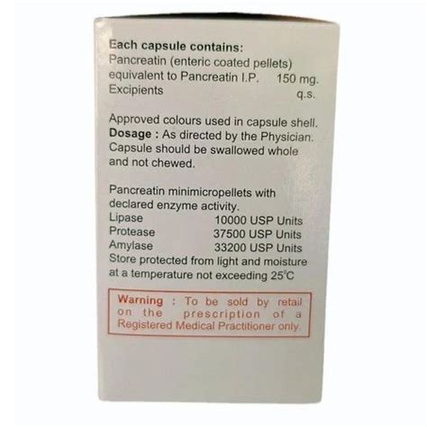 150mg Pancreatin Capsule at Rs 220/box | Pancreatin Tablets in Varanasi