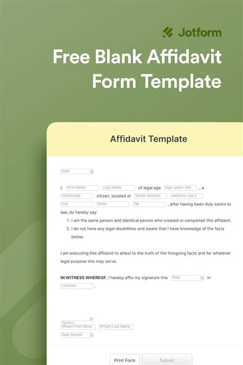 Create Sworn Statements With Free Affidavit Form Template