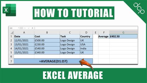 Excel Spreadsheet Calculate Average Excel 2021 Tutorial Youtube