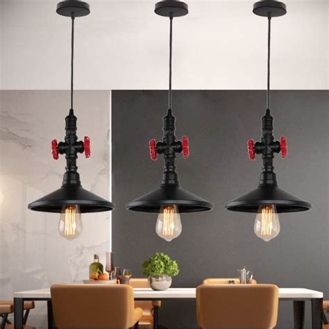 Tempas X Vintage Lustre Suspension En M Tal Noir Industriel Cm