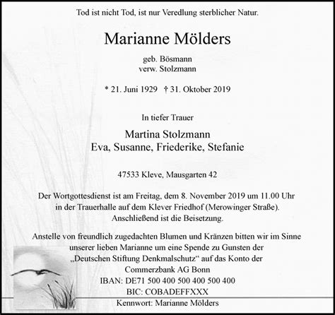 Alle Traueranzeigen für Marianne Mölders trauer rp online de