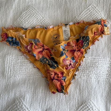 Yellow Floral Bikini Bottoms Beachvibes 1 3 Day Depop