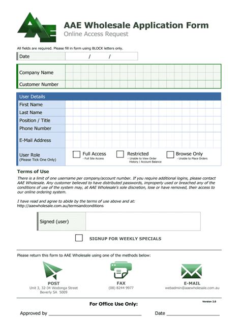 Fillable Online AAE Wholesale Application Form Fax Email Print PdfFiller