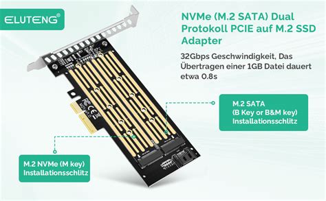 ELUTENG M 2 SSD NVMe PCIe NGFF SATA Adapter Karte für M Key B Key B