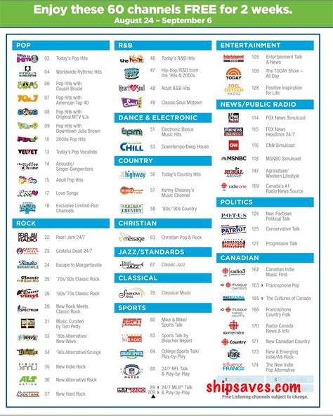 Get SiriusXM Channel Guide Printable + May 2024 - Printables for Everyone