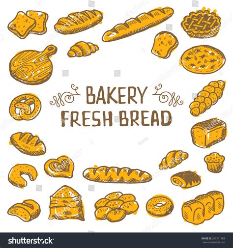 Hand Drawn Bakery Poster Bakery Concept Stock Vector Royalty Free