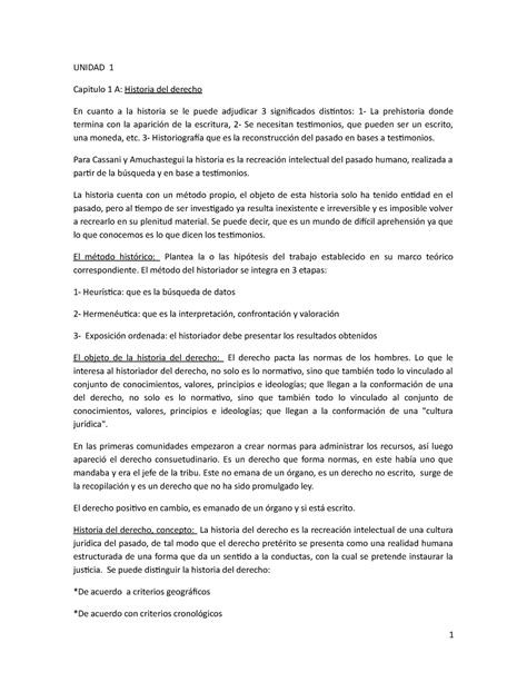 Historia Del Derecho Primer Parcial Unidad 1 Capitulo 1 A Historia