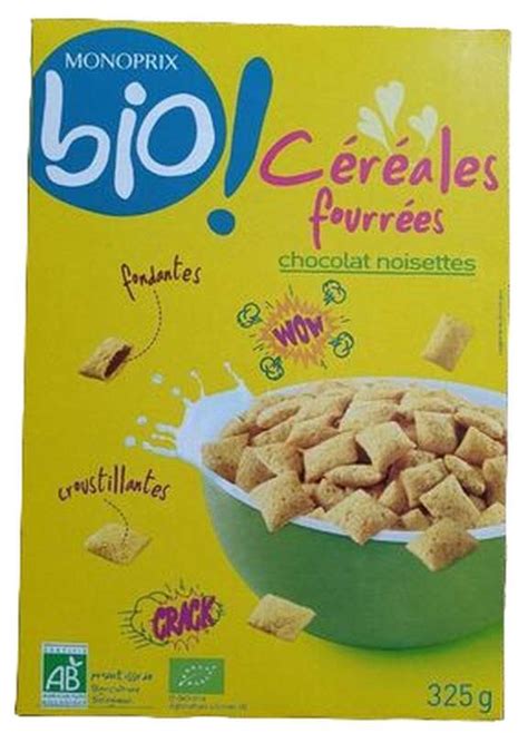 Céréales fourrées chocolat noisette BIO Monoprix 325 g La Belle