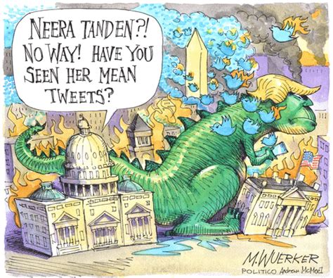 Political Cartoon U.S. Trump Neera Tanden tweets | The Week