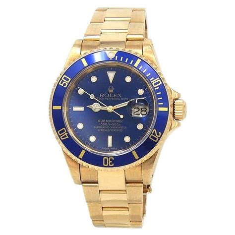 Rolex Submariner A Serial 18 Karat Yellow Gold Automatic Men S Watch 16618 For Sale At 1stdibs