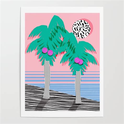 Most Definitely Palm Tree Throwback Memphis Style Retro Art Print 80s