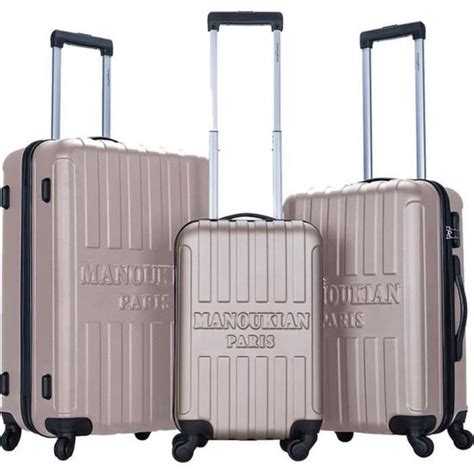 JLS Set De 3 Valises Chariot ABS 4 Roues Champagne