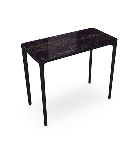 Console Slim 4 Pieds Céramique Portoro Co Noir Gn 90x45cm