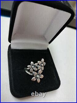 James Avery Retired Silver Triple Daisy Flower Bouquet Ring Size