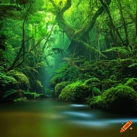 Realistic rainforest scenery on Craiyon