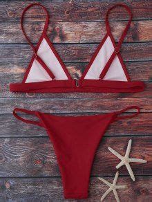 58 OFF 2021 Cami Plunge String Bikini Set In RED ZAFUL