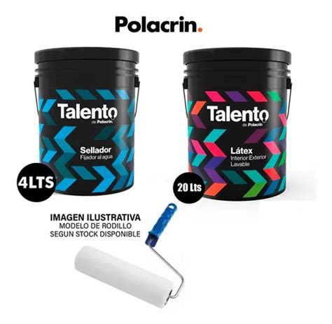 Combo Latex Polacrin 20l Fijador 4l Talento Rodillo