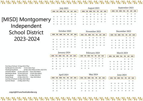 Montgomery Isd School Calendar - Dalila Wanids