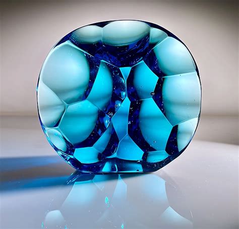 Lensed Desk Prism in Blue by Jacob Vincent (Art Glass Sculpture ...