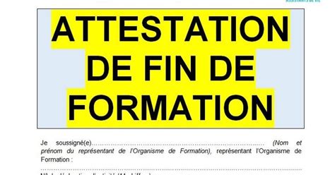 Modele Attestation De Fin Formation En Format Word