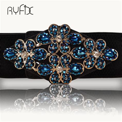 Female Braided Belt Rhinestone Elastic Women Belt Colorful Crystal