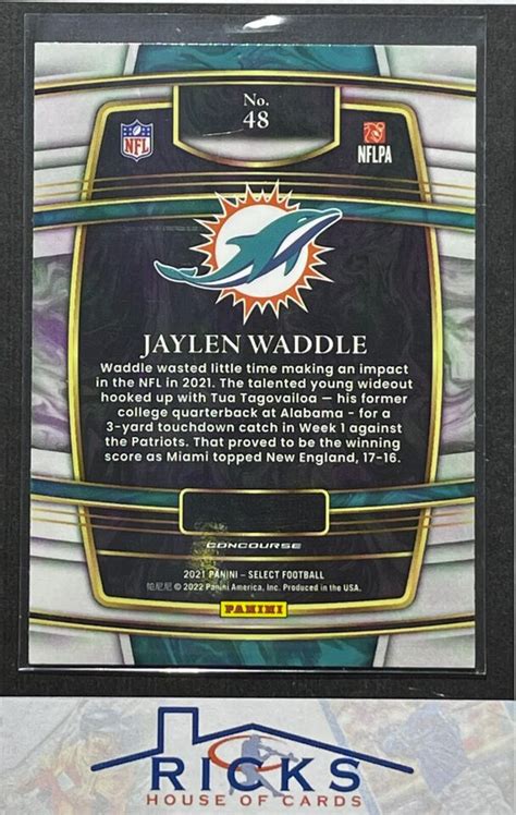 2021 JAYLEN WADDLE Panini Select Silver Prizm Concourse RC 48 Dolphins