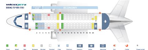 Seat map Boeing 737-600 WestJet. Best seats in the plane