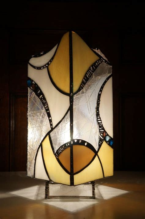 Tall Modern Stained Glass Table Lamp By Arslumina On Etsy Stained Glass Lamp Shades Stained