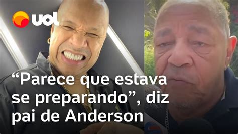 Pai de Anderson do Molejo se emociona em velório do cantor Parece que