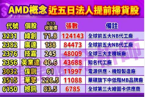 輝達頭號勁敵殺到！法人掃貨7檔amd概念股 這2家強到「沒理由賣」 上市櫃 旺得富理財網