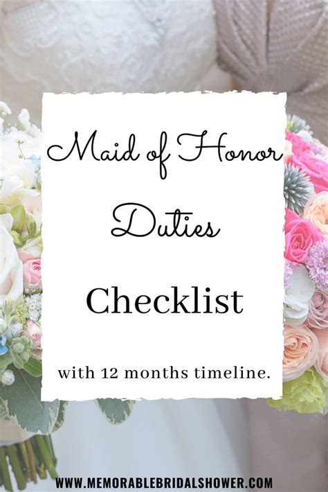 Maid Of Honor Duties Checklist 12 Months Timeline Artofit