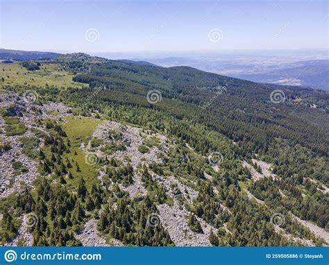 Aerial View Of Vitosha Mountain Near Kamen Del Peak Bulgaria Stock