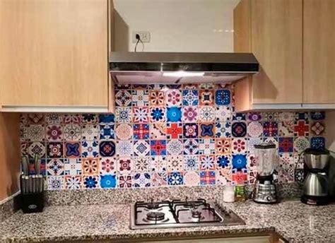 Tapiz Vinil Adherible Pared Cocina Talavera Azul Colores Mercado Libre