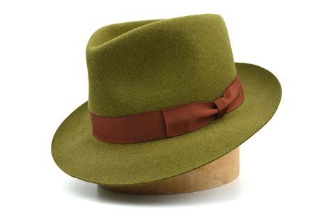 Fedora The Colombo Olive Green Trilby Hat Men Fedora Hat Etsy