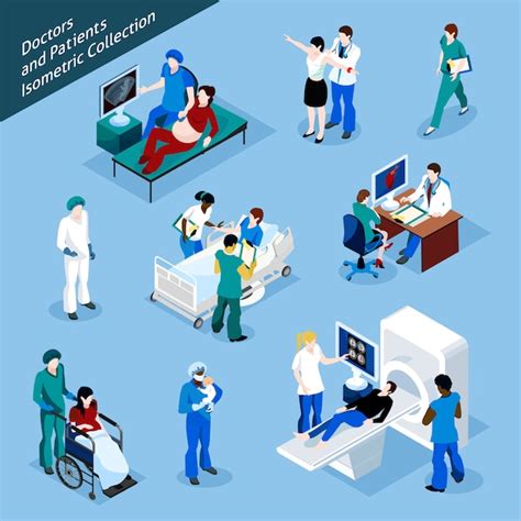 Free Vector Doctor And Patient Isometric People Icon Set