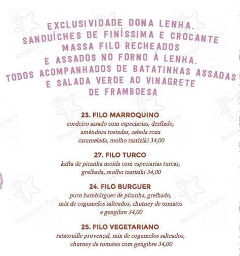 Menu Em Dona Lenha Forneria Restaurante Lago Sul Shis Cl Qi