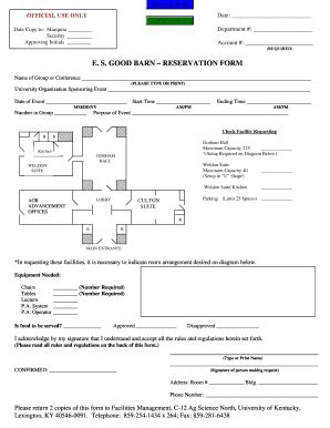 Fillable Online Ca Uky E S Good Barn Reservation Form University Of